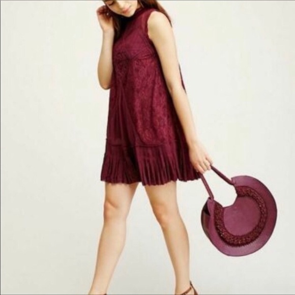 Free People One Angel burgundy crochet dress, SP - Picture 4 of 5